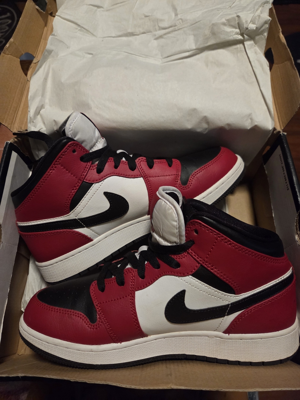 Nike Kids Mid-Top Sneakers in Red, Black & White